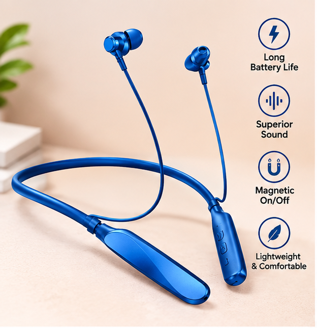 Wireless Bluetooth Neckband Earphones | Premium Neckband with Hands-Free Calling & Music - Image 3