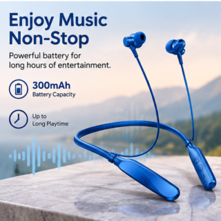 Wireless Bluetooth neckband earphones for music and hands-free calling