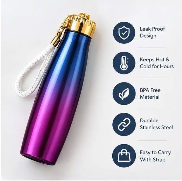 Premium Multicolored Water Bottle – Stylish Reusable Bottle for Everyday Use - Image 3