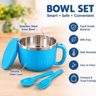 Maggi and soup bowl with stainless steel inner container