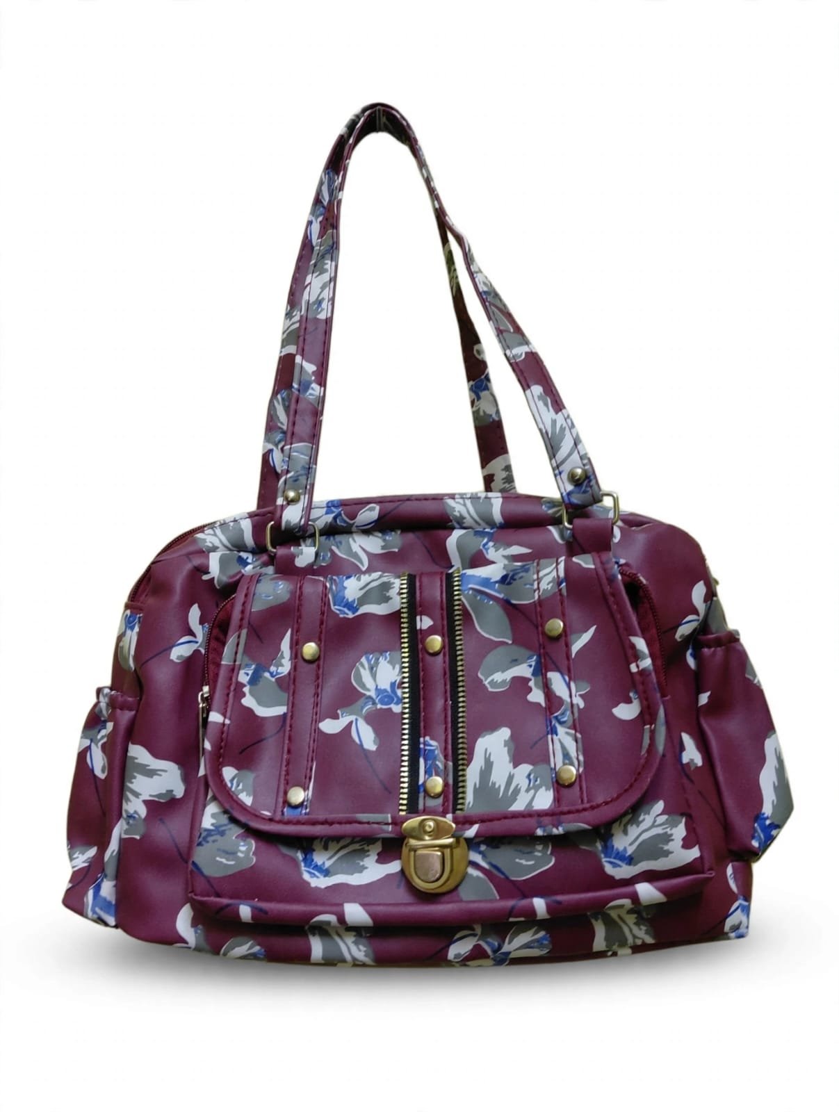 Women’s stylish floral handbag with multiple compartments