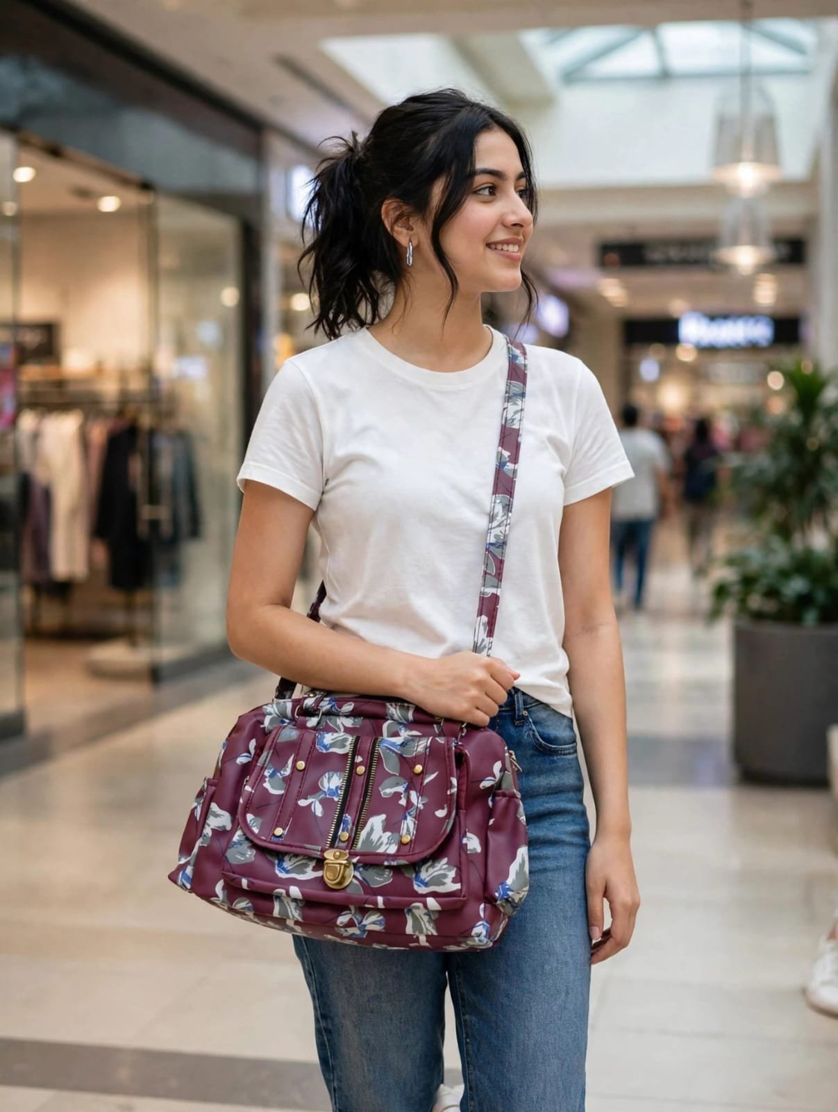 Womens Stylish Floral Handbag for Regular Use - Image 2