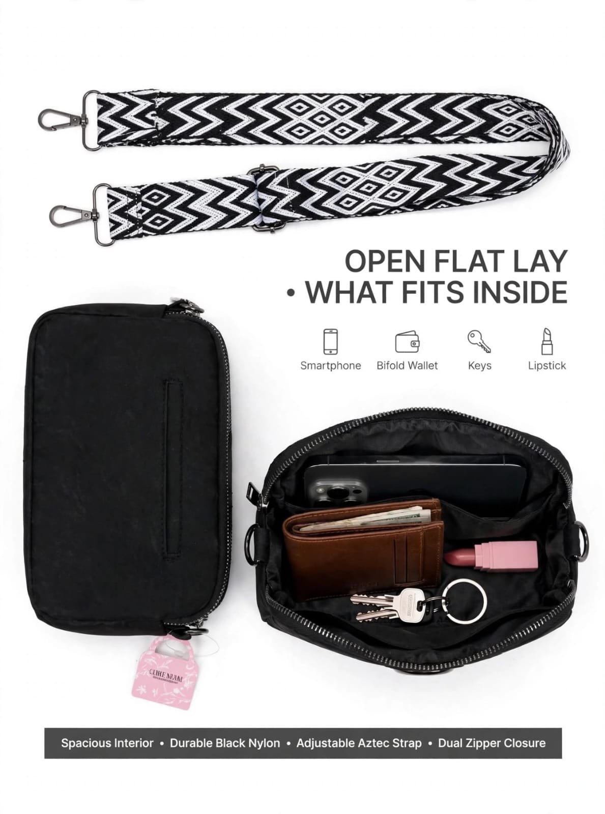 Women’s Modern Stylish Black Sling Bag - Image 3