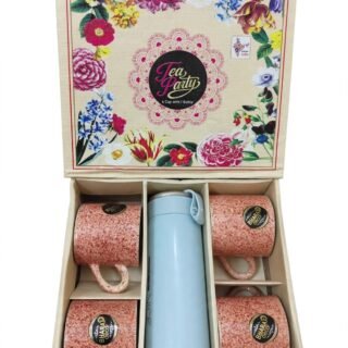 Premium water bottle with four colored tea cups gift box set