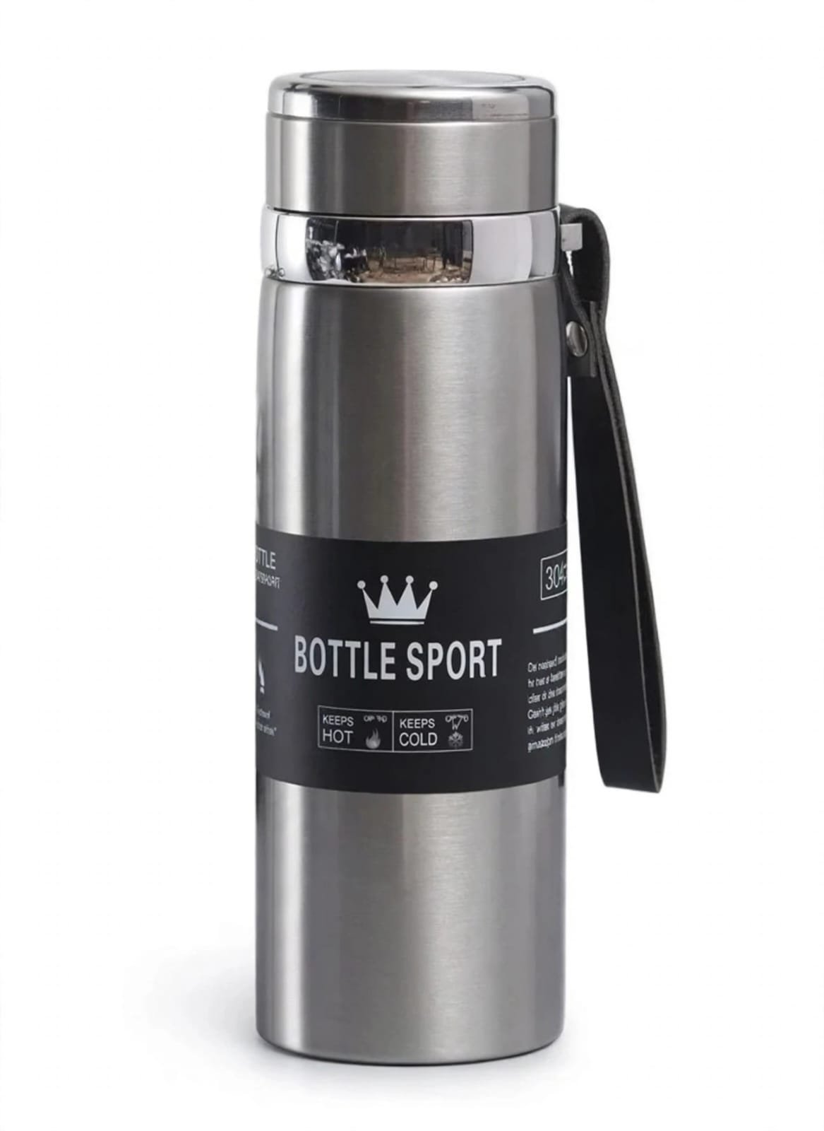 800ml Stainless Steel Vacuum Insulated Water Bottle with Carry Strap - Image 5