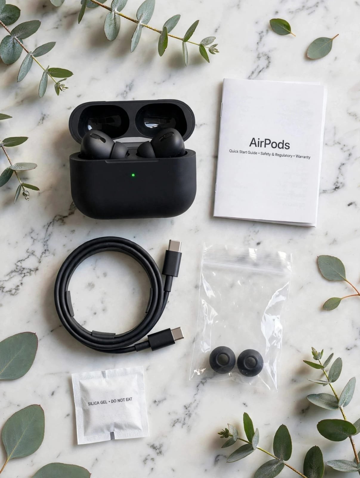 Black Wireless Earbuds with Charging Case – Glossy Finish, Soft Silicone Ear Tips, LED Indicator - Image 4